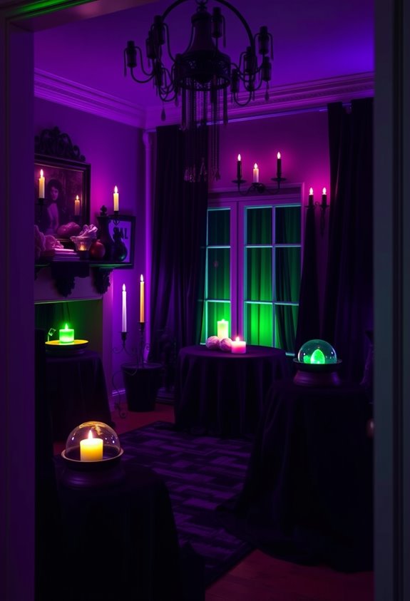 green and purple glow