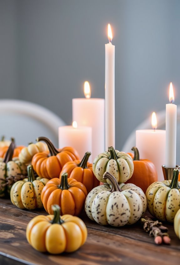 grouped gourds with candles