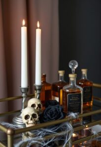 halloween themed adult bar cart d cor