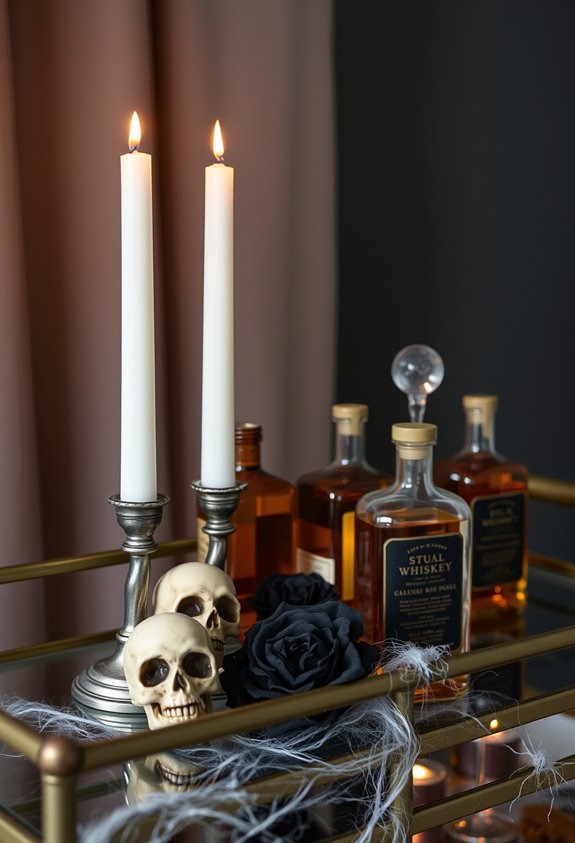 halloween themed adult bar cart d cor