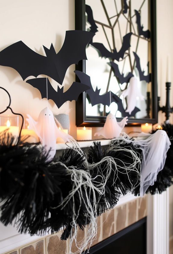 handmade bats and ghosts
