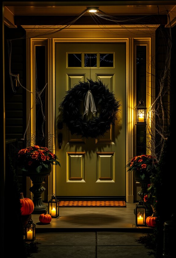 haunted doorway with spooky accents