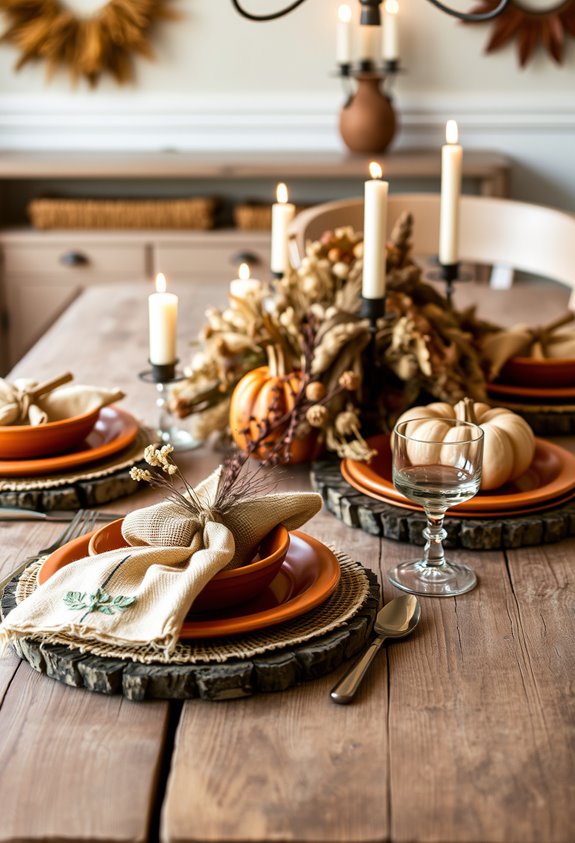 intentional layered rustic thanksgiving place setting