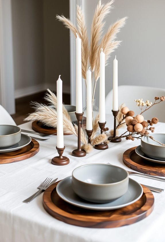 intentional neutral textured low centerpiece