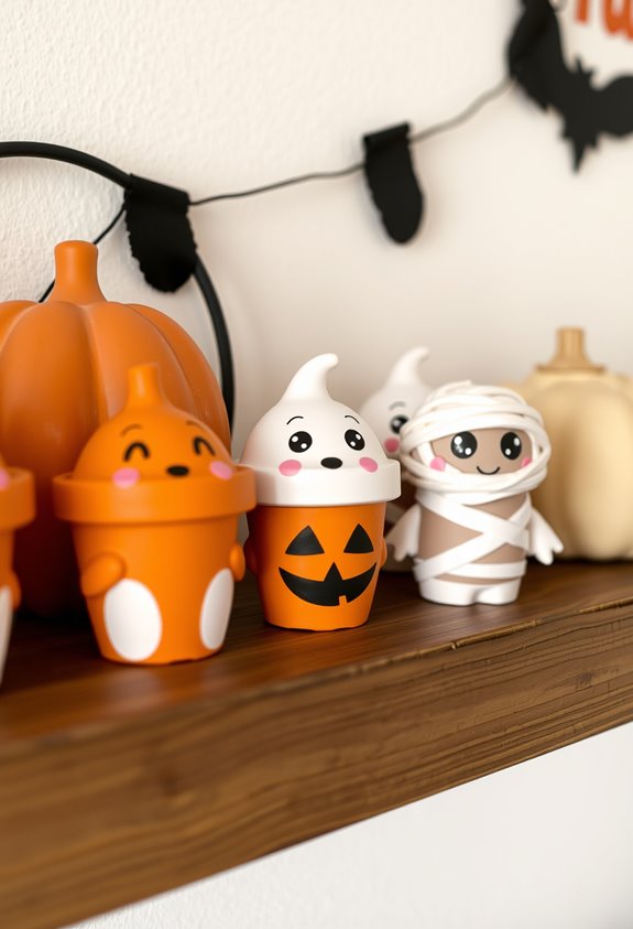 kawaii mini halloween claypots