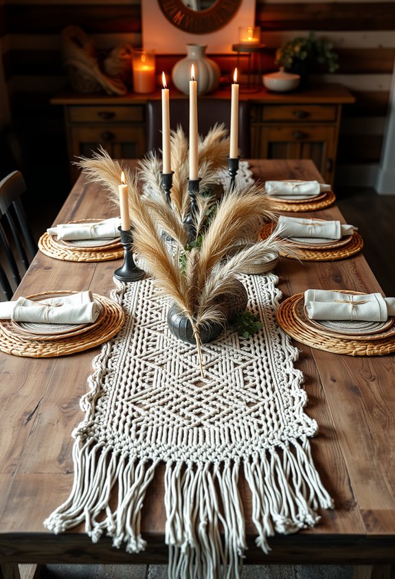 knotted cotton macram table runner