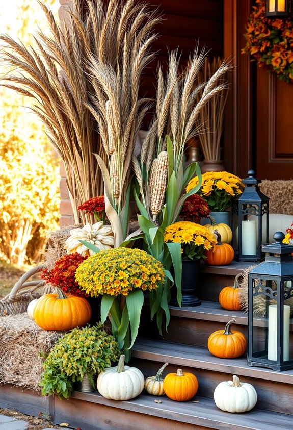 layered autumn porch display