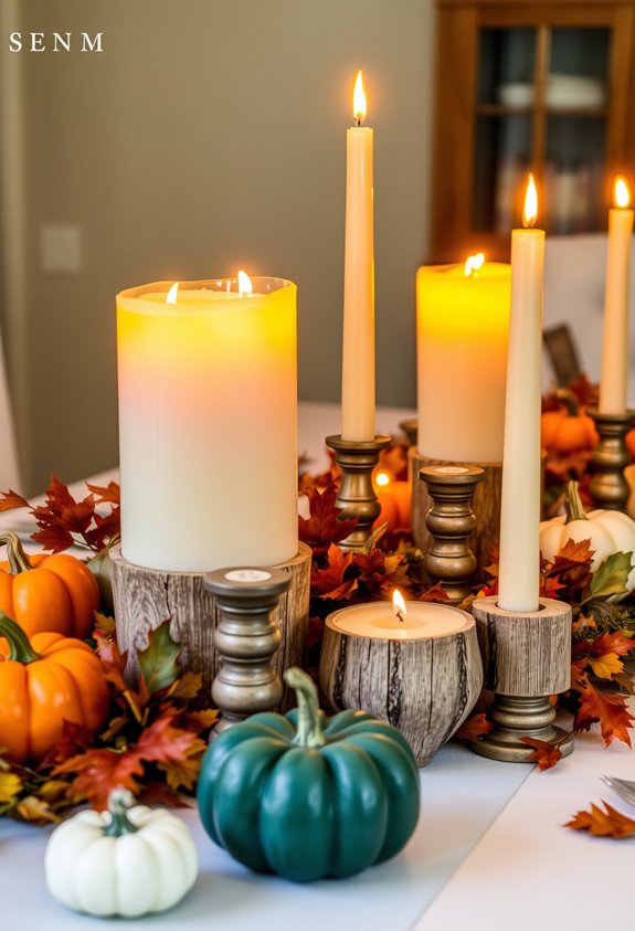 layered candles for cozy thanksgiving