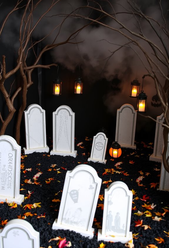 layered eerie graveyard setup
