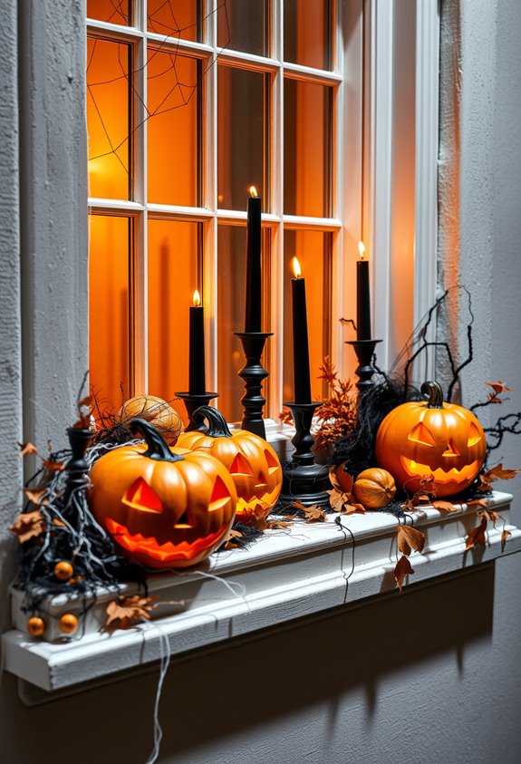 layered festive windowsill display