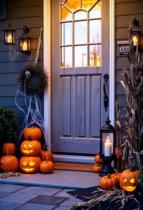 layered gothic pumpkin pathway decor
