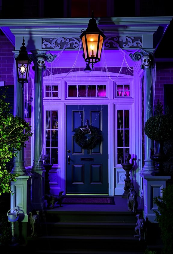 layered haunted porch decor