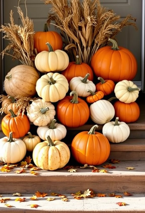 layered mixed color pumpkin cluster