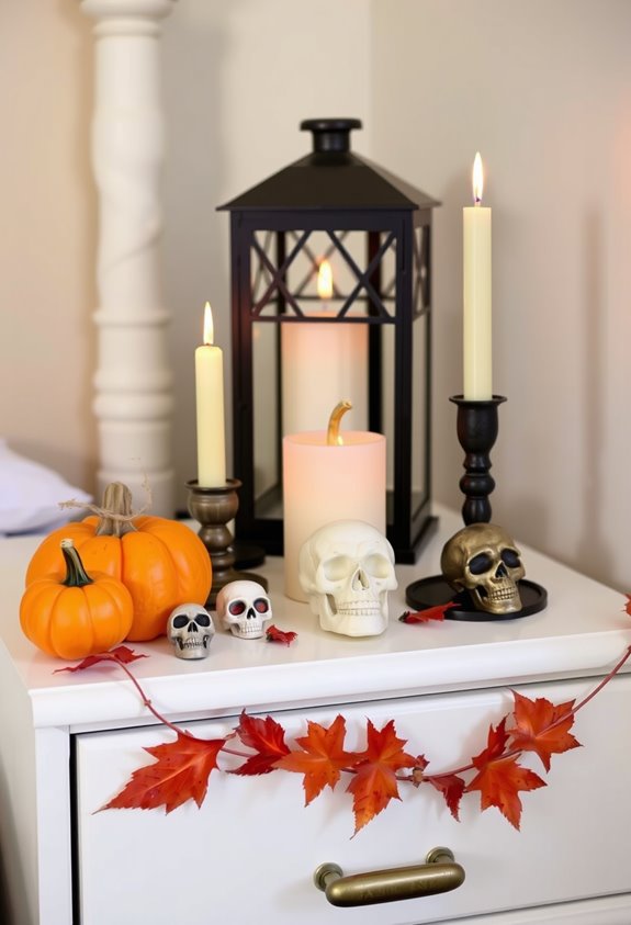 layered pumpkin vignette styling