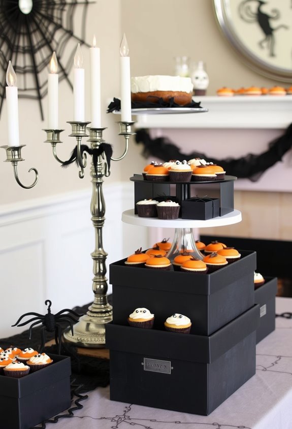 layered spooky dessert table elevations