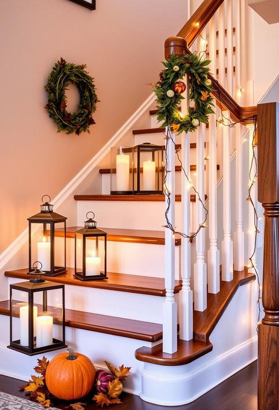 layered staircase lantern lighting