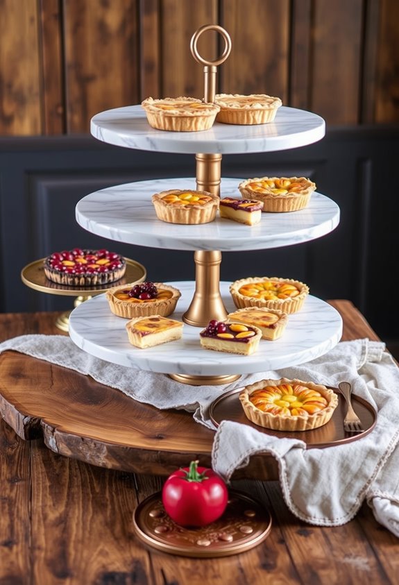 layered surfaces frame desserts