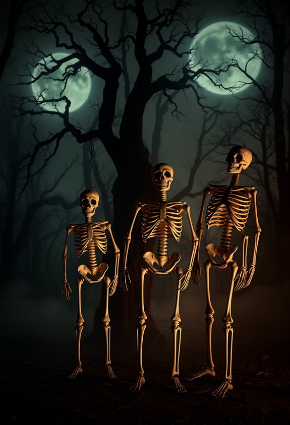 life sized skeletons haunted backdrop