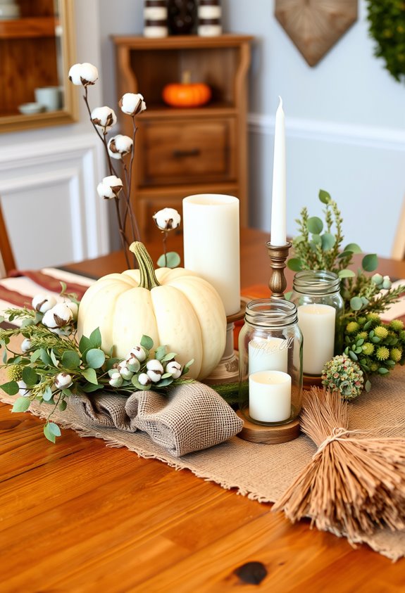 low rustic natural cohesive centerpiece