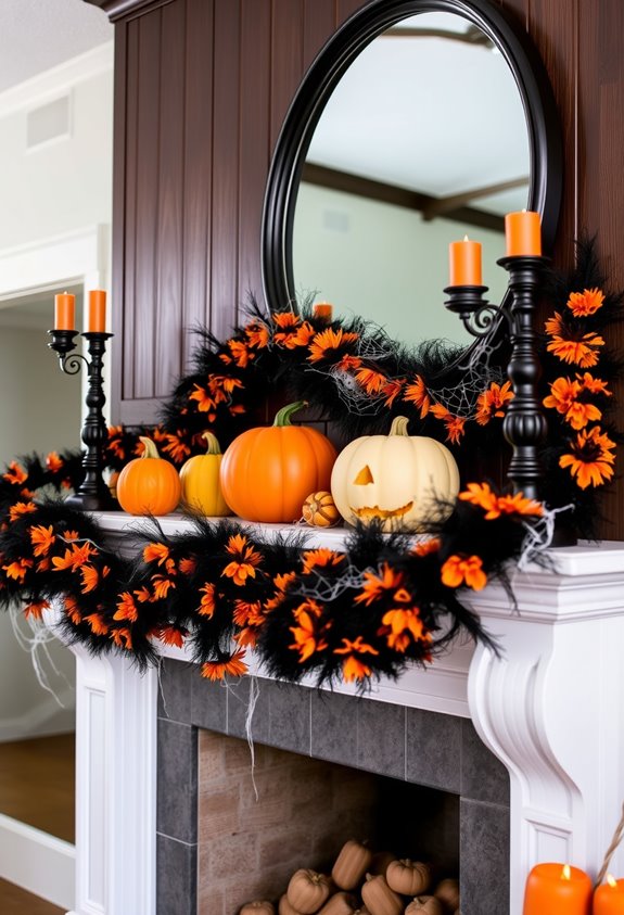 matte black mantel with orange