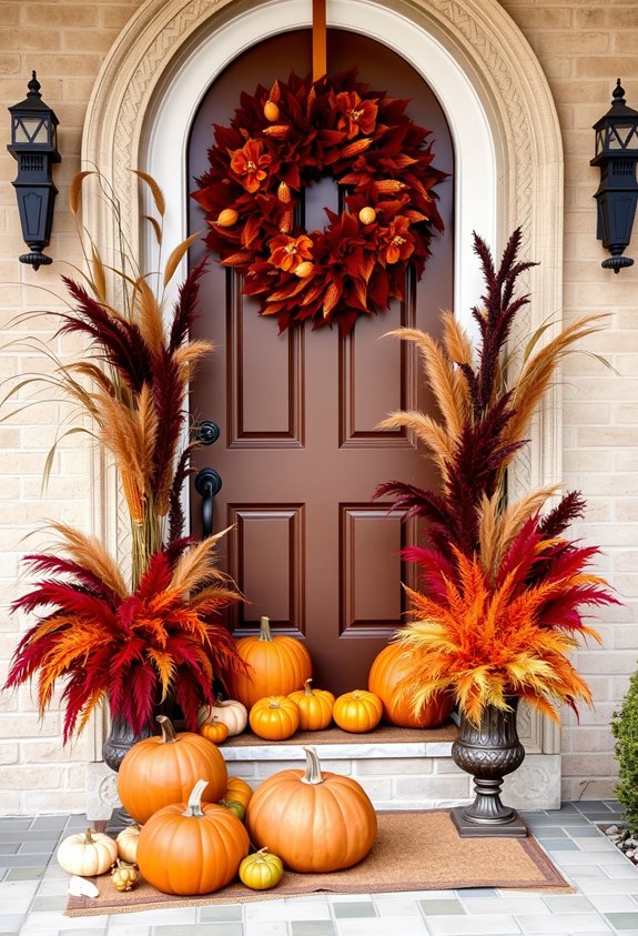 maximalist layered autumnal entryway