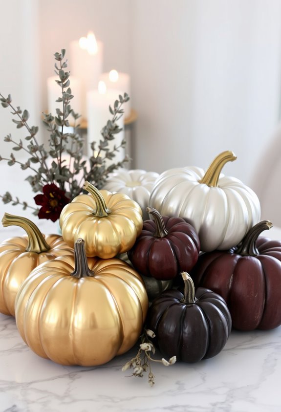 metallic heirloom pumpkin display