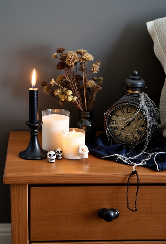 mini haunted nightstand vignette