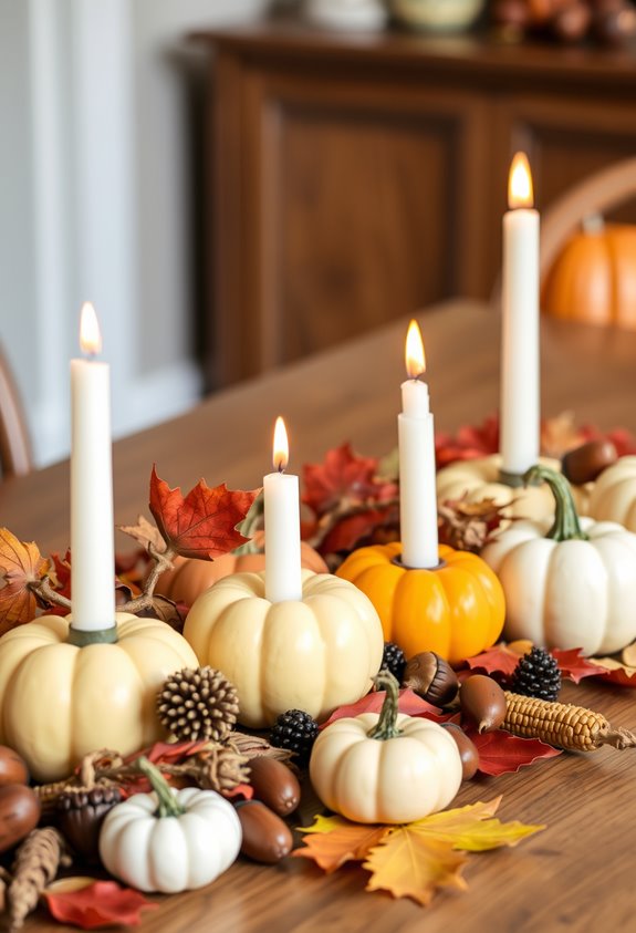 mini pumpkin candle holders