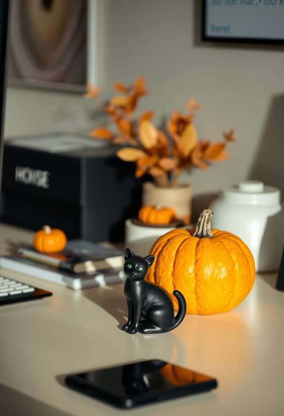 minimal spooky desk accents