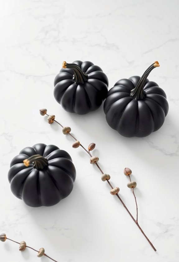 minimalist monochrome painted pumpkins