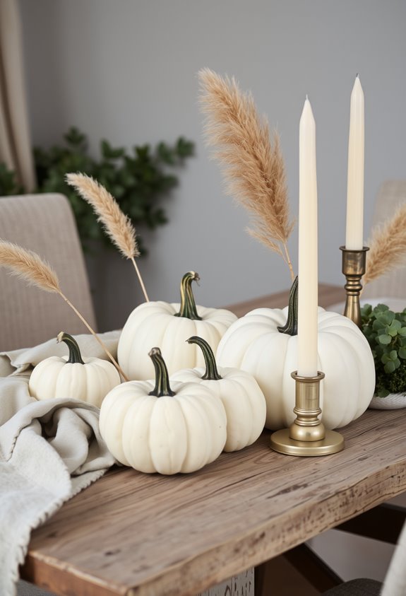 minimalist white pumpkin centerpiece