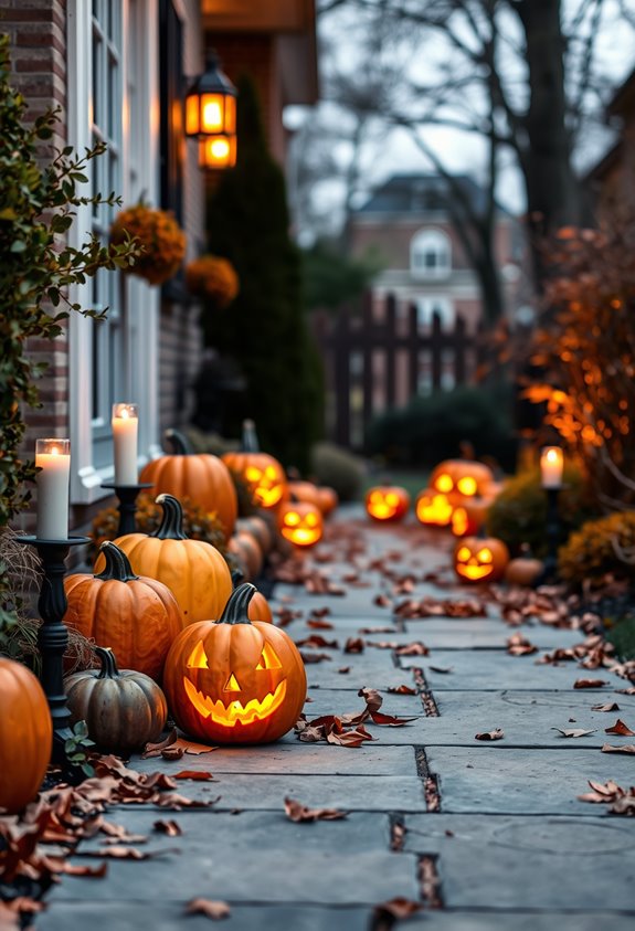 mix faux and carved pumpkins