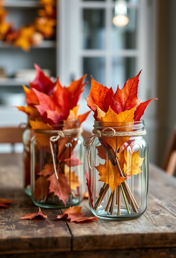 mod podge leaf jarlights