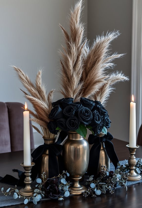 moody layered dried floral arrangements