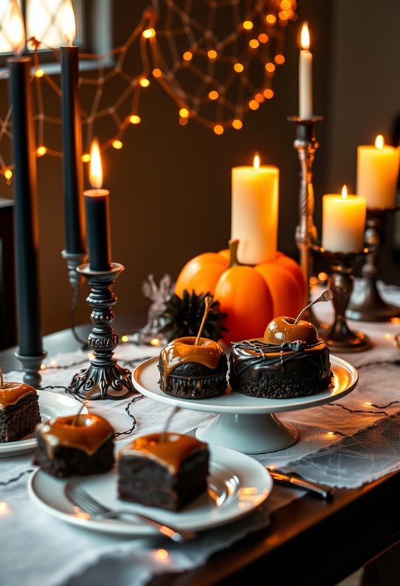 moody layered halloween dessert lighting