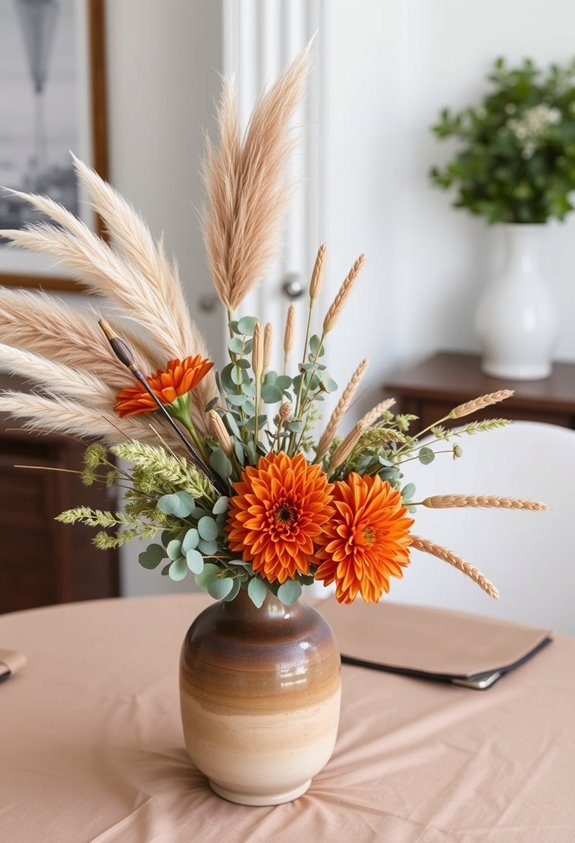 muted boho dried centerpiece