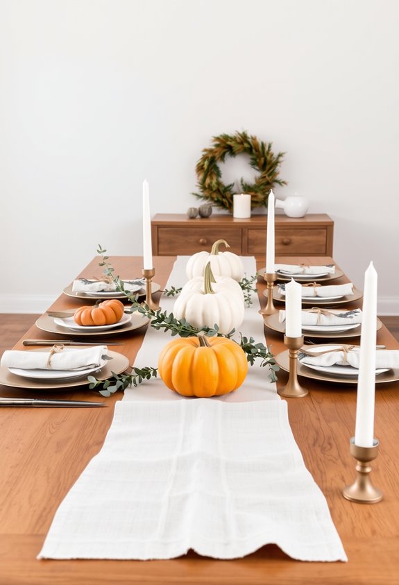 neutral linen runner anchors table