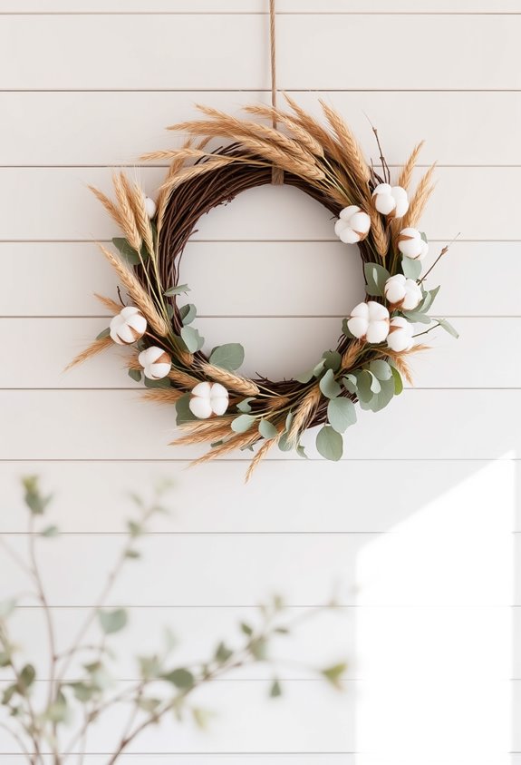 neutral minimalist autumn wreaths