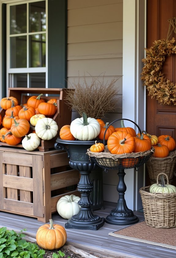 odd numbered layered pumpkin arrangements