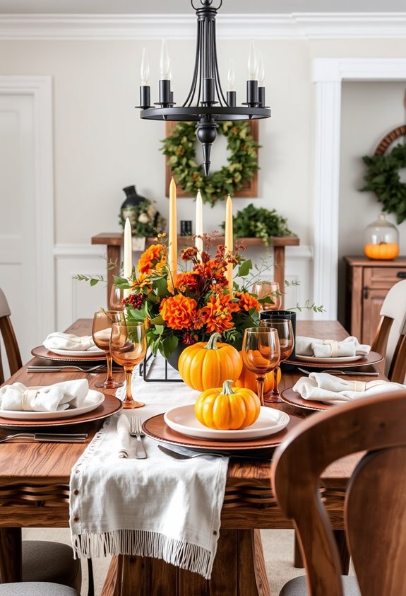 orange accents anchor autumn table