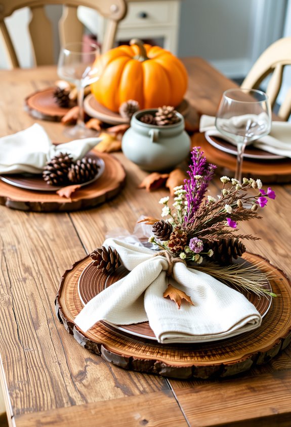organic rustic warm place settings