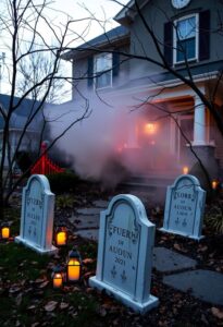 outdoor halloween tombstone decor