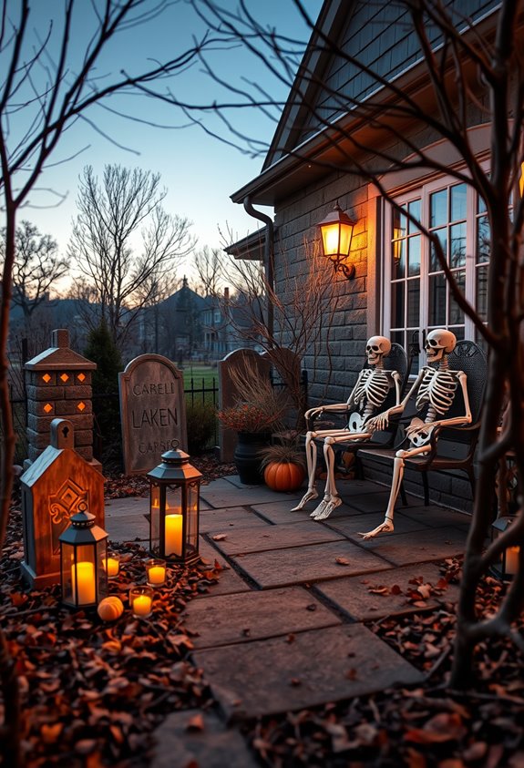 oversized skeleton anchors graveyard display