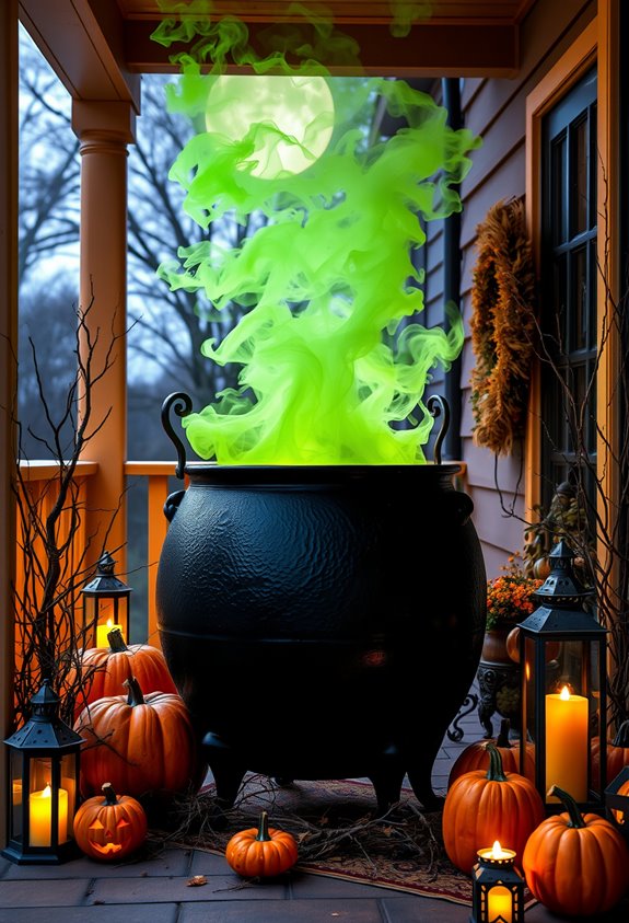 oversized weatherproof glowing cauldron