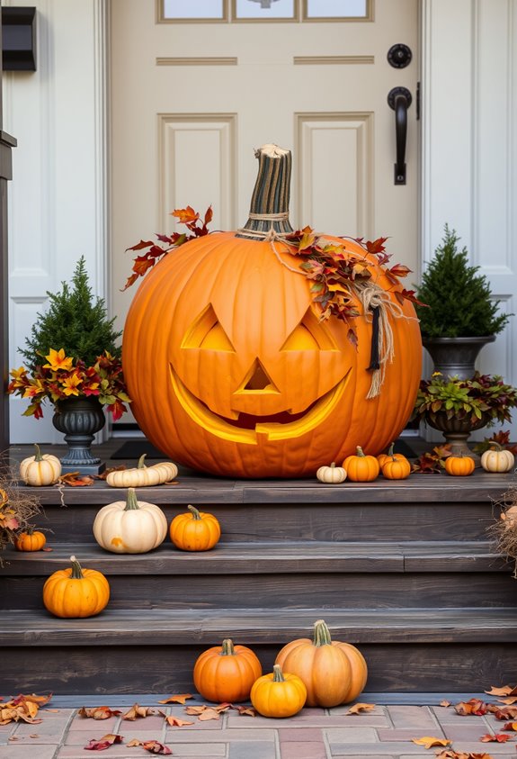 painted pumpkin halves welcome sign