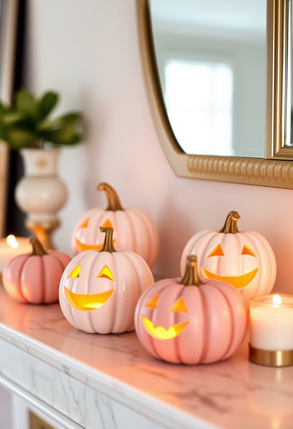 pastel pumpkins with smiles