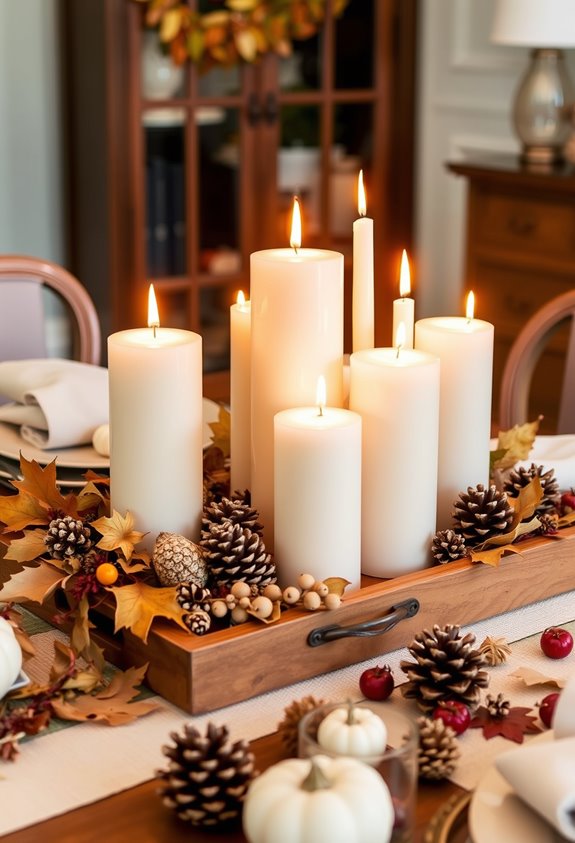 pillar candles in tiered heights