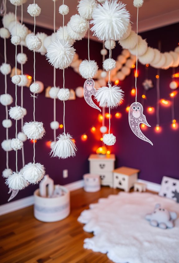 pom pom spider and ghost garlands