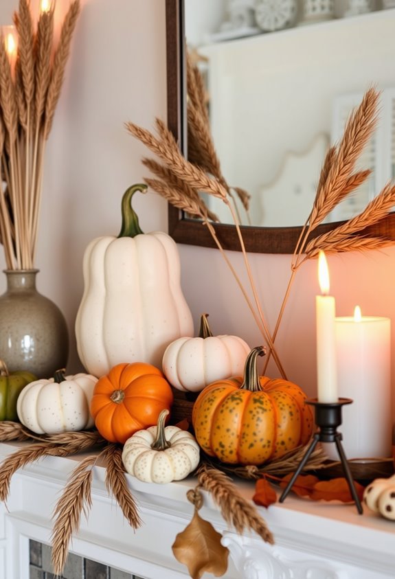 pumpkins gourds layered rustic chic