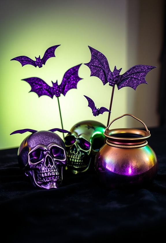 purple bats skulls cauldrons